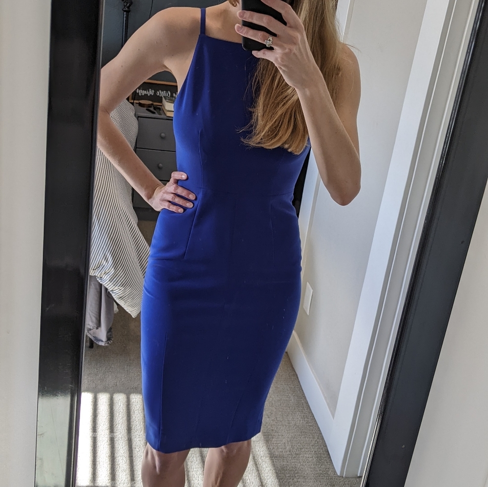 H&M Blue Lined Bodycon Dress